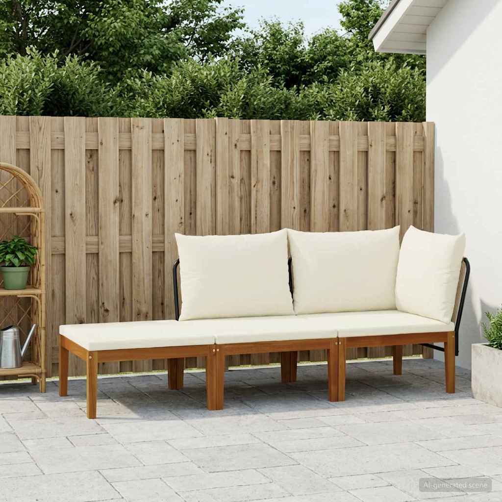 vidaXL 3 pcs Solid Acacia Wood & Rope Natural