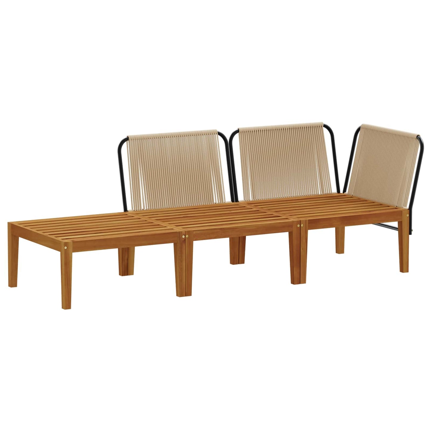 vidaXL 3 pcs Solid Acacia Wood & Rope Natural