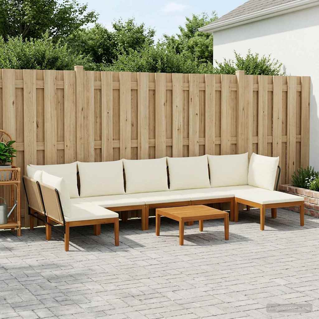 vidaXL 8 pcs Solid Acacia Wood & Rope Natural