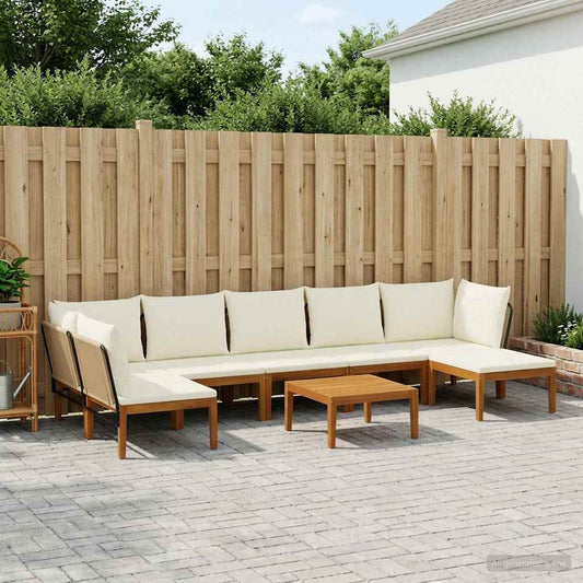 vidaXL 8 pcs Solid Acacia Wood & Rope Natural