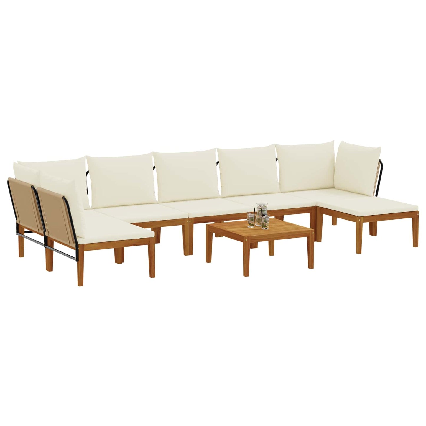 vidaXL 8 pcs Solid Acacia Wood & Rope Natural