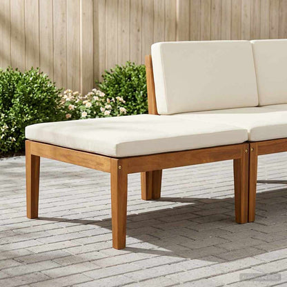 vidaXL Garden Footrest with Cushion Solid Acacia Wood Natural