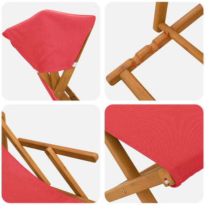 vidaXL Deck Chair 4 pcs 3 Position Solid Eucalyptus Wood Red