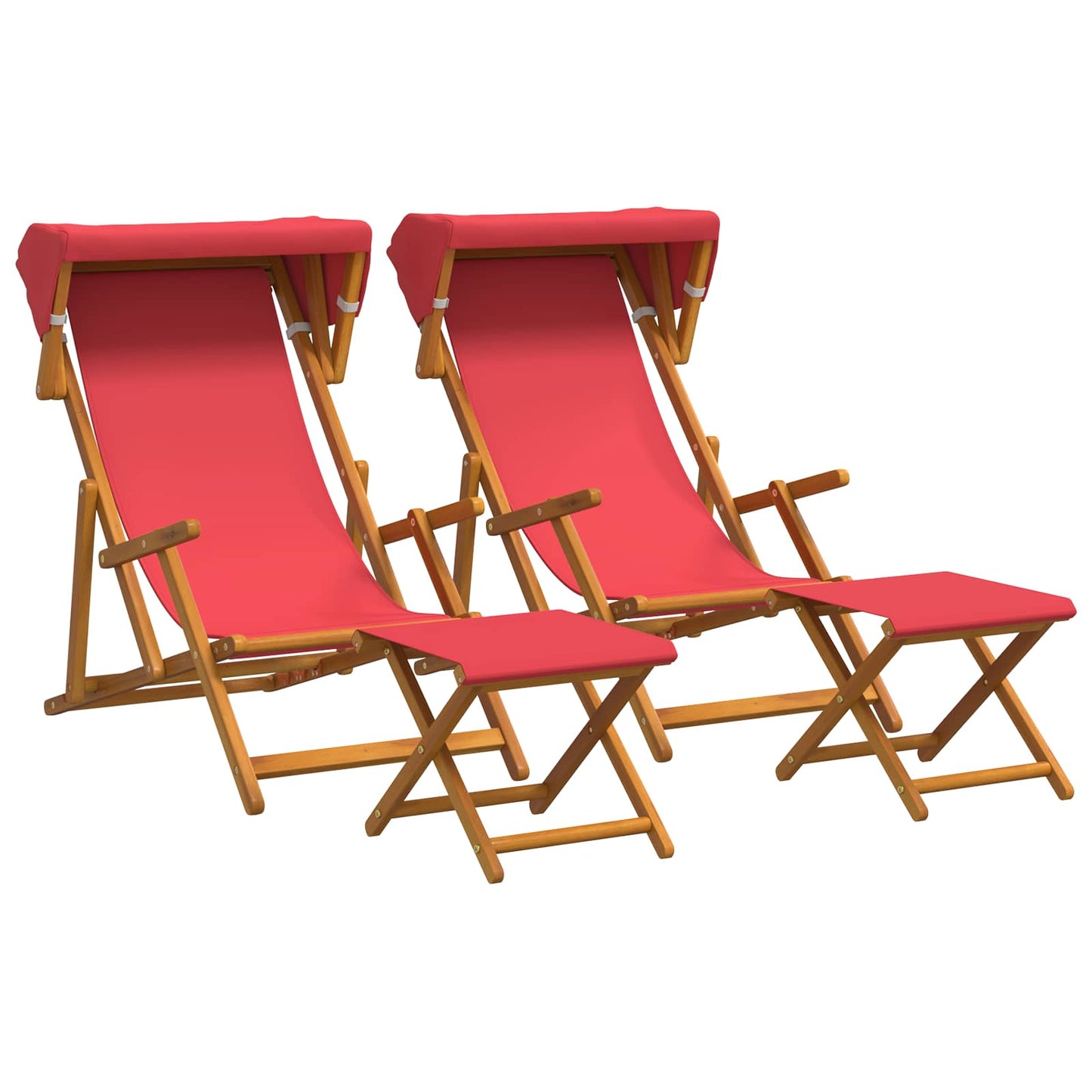vidaXL Deck Chair 4 pcs 3 Position Solid Eucalyptus Wood Red