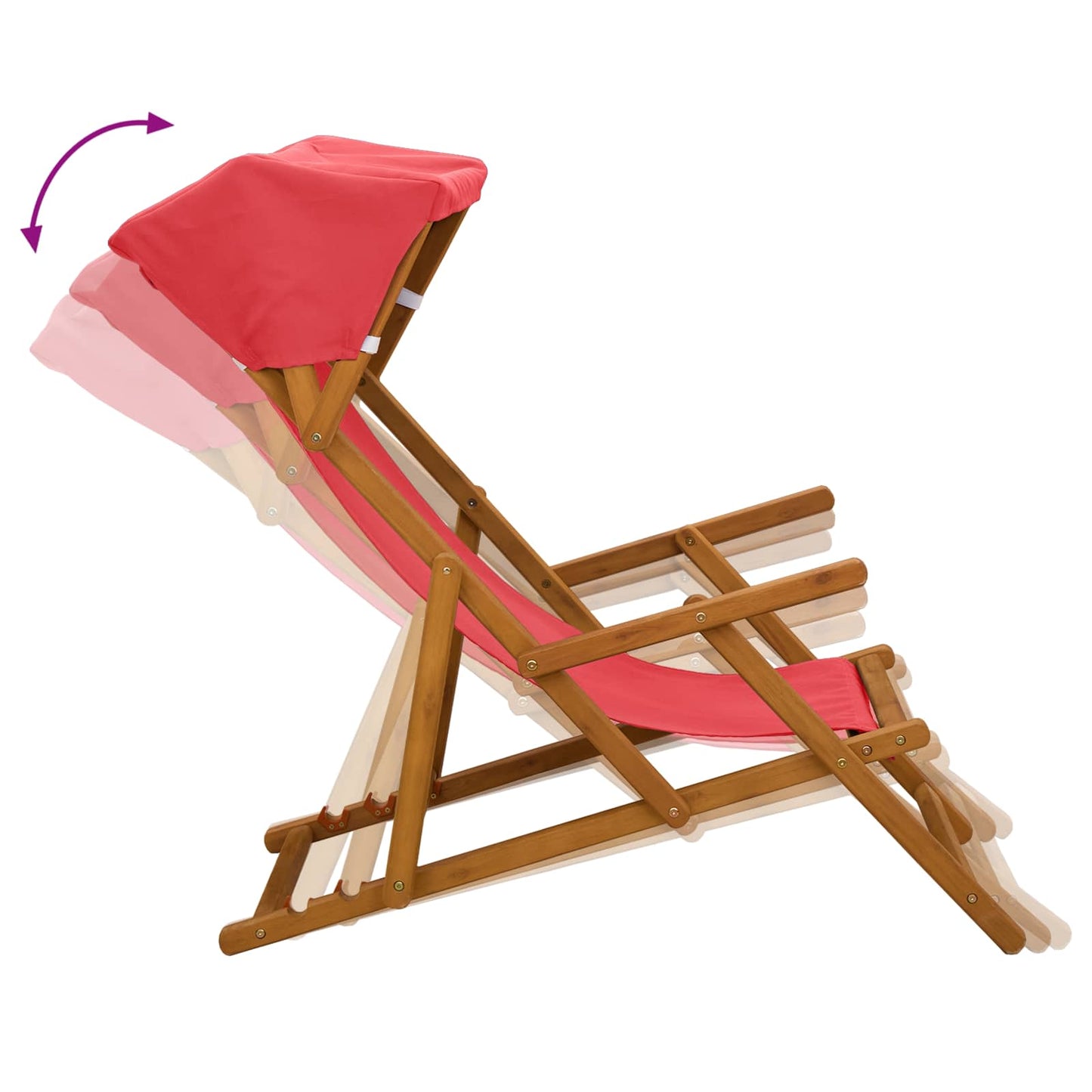 vidaXL Deck Chair 4 pcs 3 Position Solid Eucalyptus Wood Red