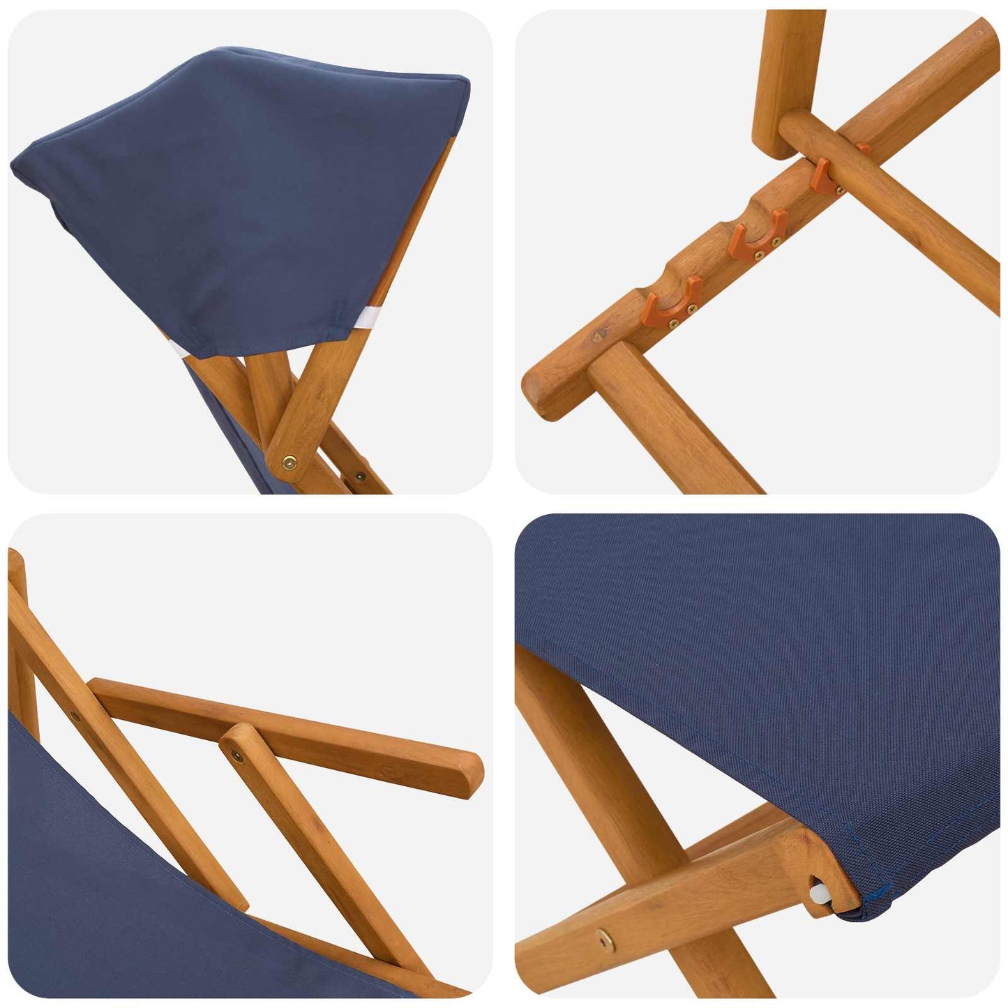 vidaXL Deck Chair 4 pcs 3 Position Solid Eucalyptus Wood Blue