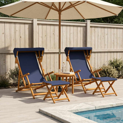 vidaXL Deck Chair 4 pcs 3 Position Solid Eucalyptus Wood Blue