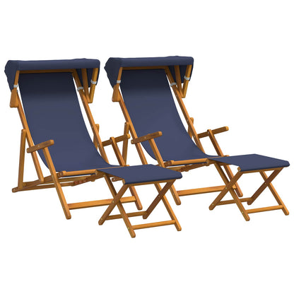 vidaXL Deck Chair 4 pcs 3 Position Solid Eucalyptus Wood Blue
