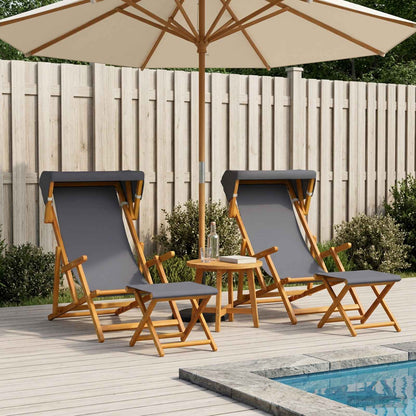 vidaXL Deck Chair 4 pcs 3 Position Solid Eucalyptus Wood Grey