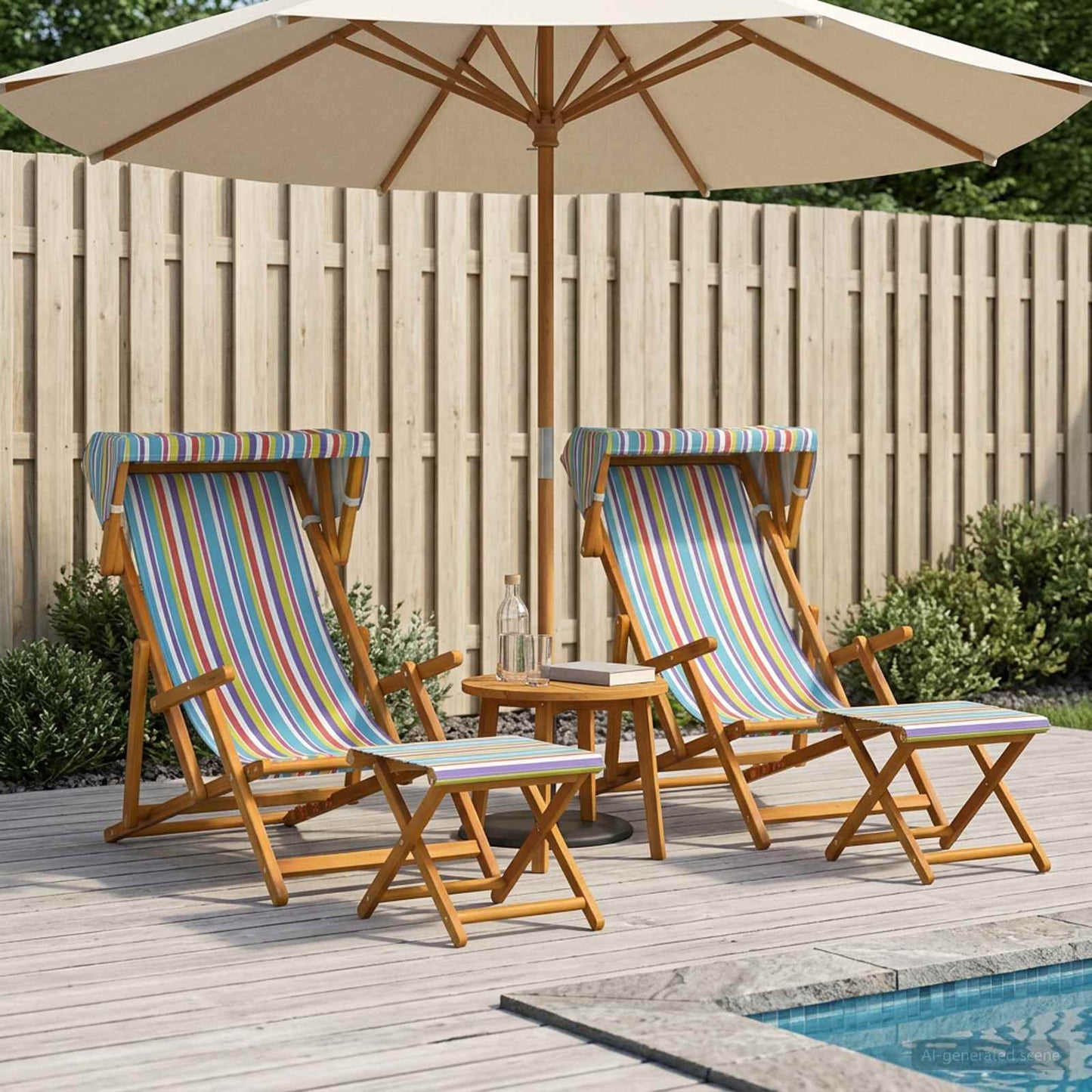 vidaXL Deck Chair 4 pcs 3 Position Solid Eucalyptus Wood Multicolour