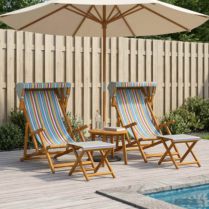 vidaXL Deck Chair 4 pcs 3 Position Solid Eucalyptus Wood Multicolour