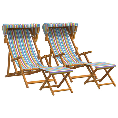 vidaXL Deck Chair 4 pcs 3 Position Solid Eucalyptus Wood Multicolour