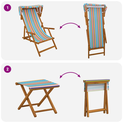 vidaXL Deck Chair 4 pcs 3 Position Solid Eucalyptus Wood Multicolour