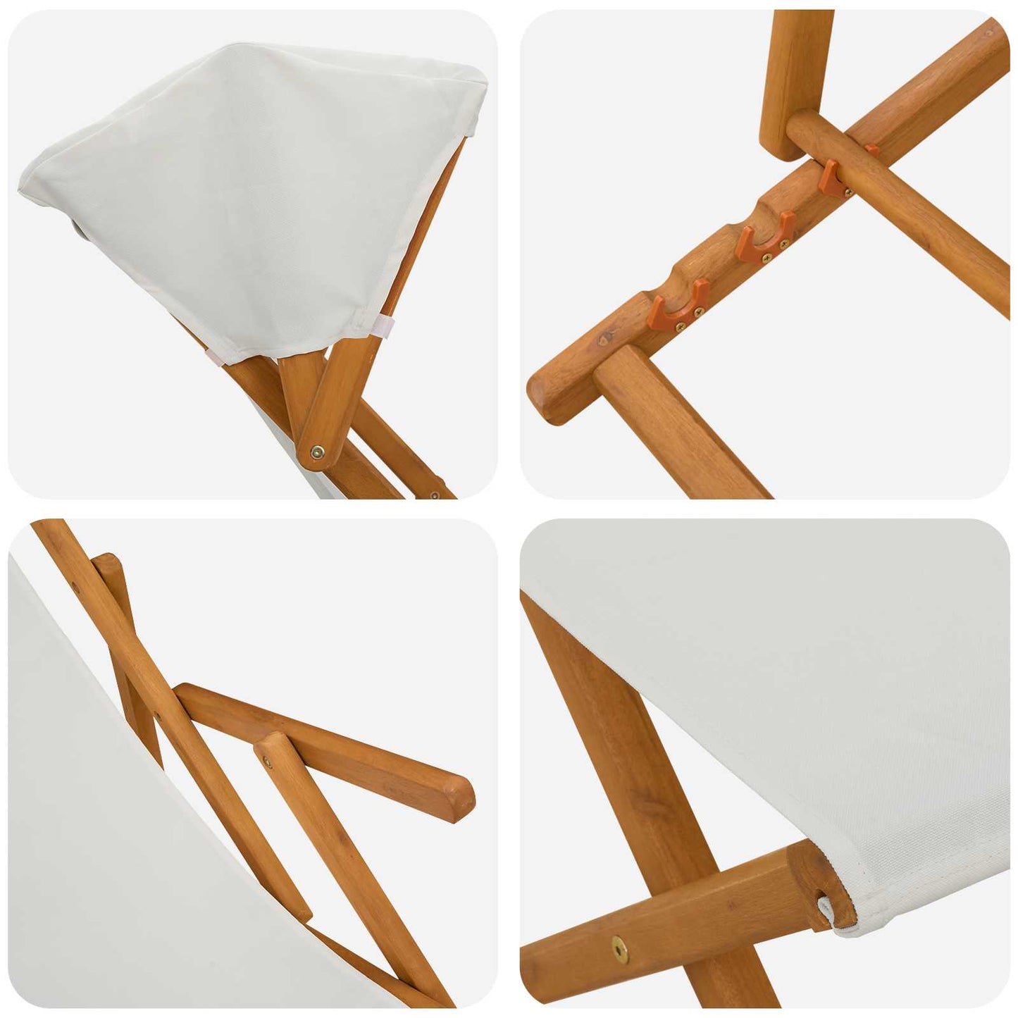 vidaXL Deck Chair 4 pcs 3 Position Solid Eucalyptus Wood Cream