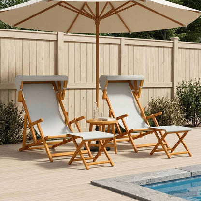 vidaXL Deck Chair 4 pcs 3 Position Solid Eucalyptus Wood Cream