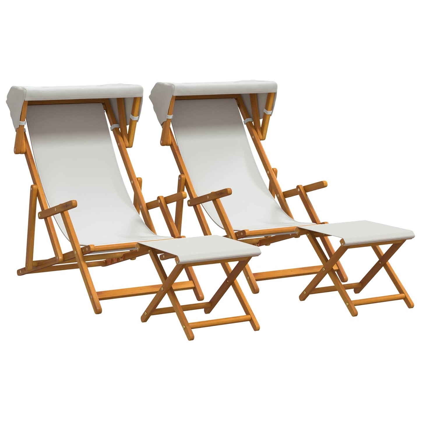vidaXL Deck Chair 4 pcs 3 Position Solid Eucalyptus Wood Cream