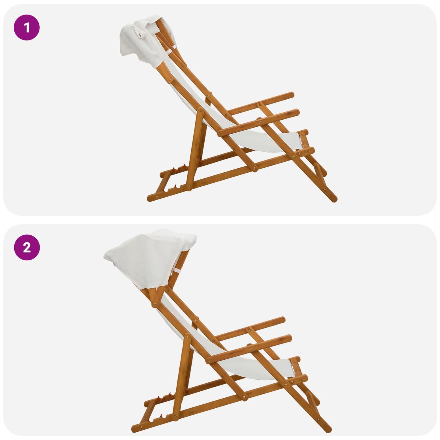 vidaXL Deck Chair 4 pcs 3 Position Solid Eucalyptus Wood Cream