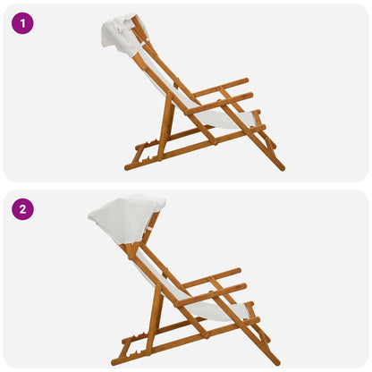 vidaXL Deck Chair 4 pcs 3 Position Solid Eucalyptus Wood Cream