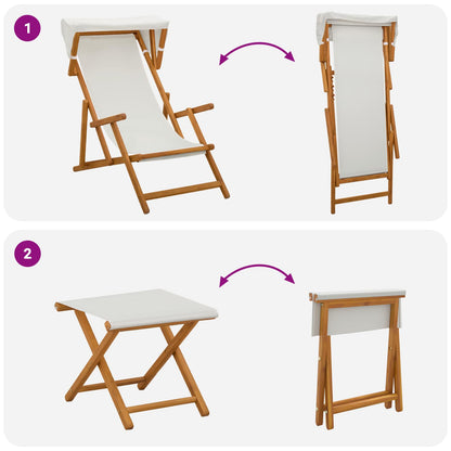vidaXL Deck Chair 4 pcs 3 Position Solid Eucalyptus Wood Cream