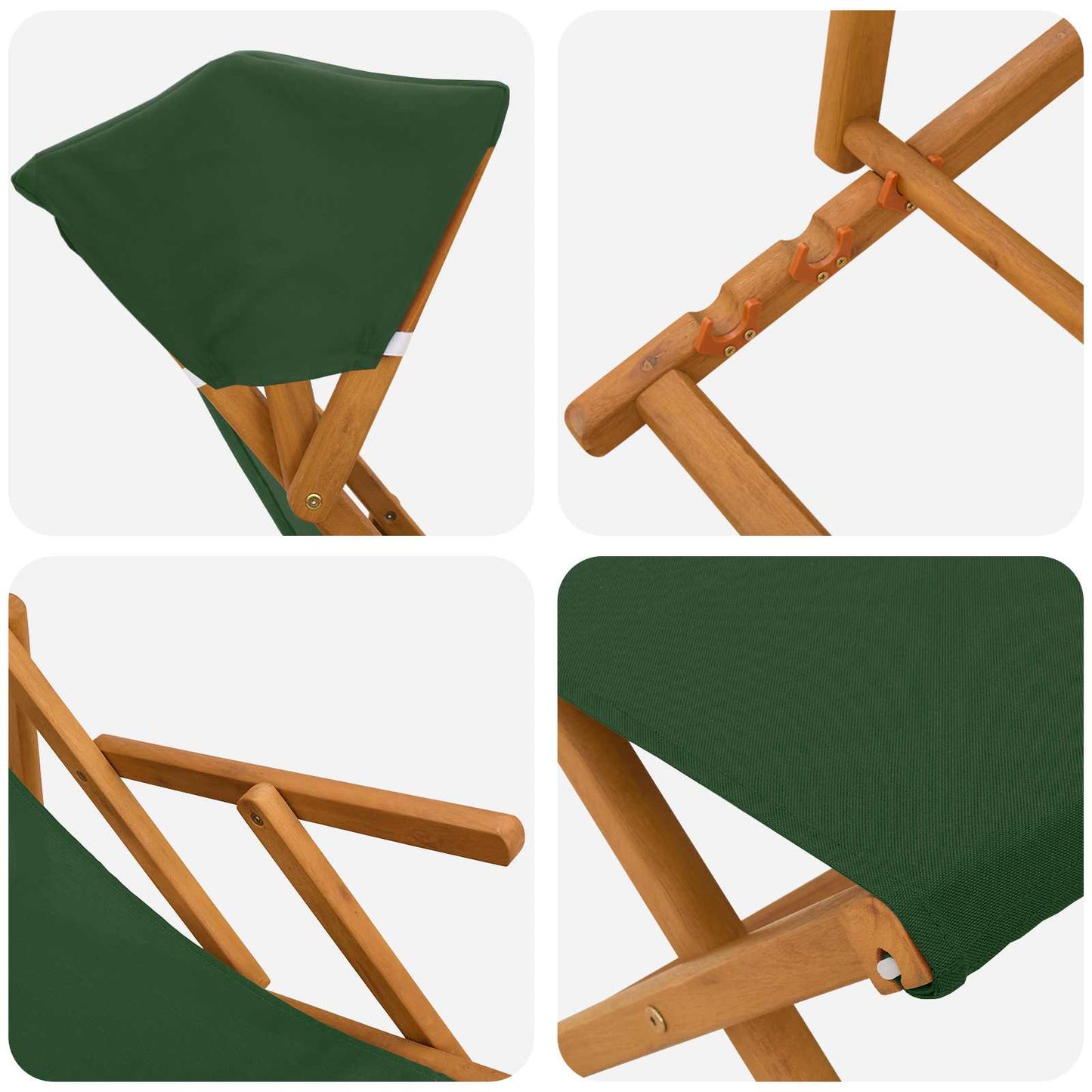 vidaXL Deck Chair 4 pcs 3 Position Solid Eucalyptus Wood Green
