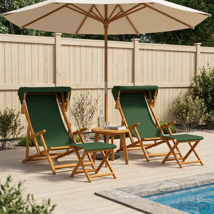 vidaXL Deck Chair 4 pcs 3 Position Solid Eucalyptus Wood Green