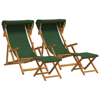 vidaXL Deck Chair 4 pcs 3 Position Solid Eucalyptus Wood Green