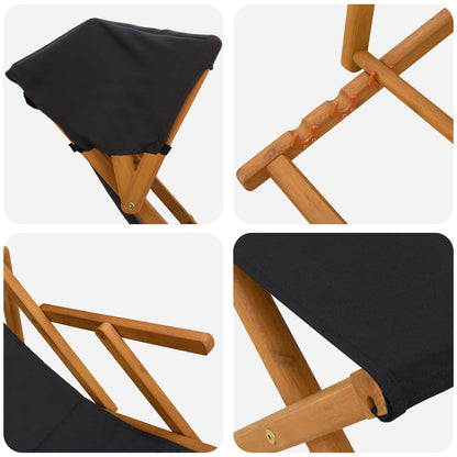 vidaXL Deck Chair 4 pcs 3 Position Solid Eucalyptus Wood Black