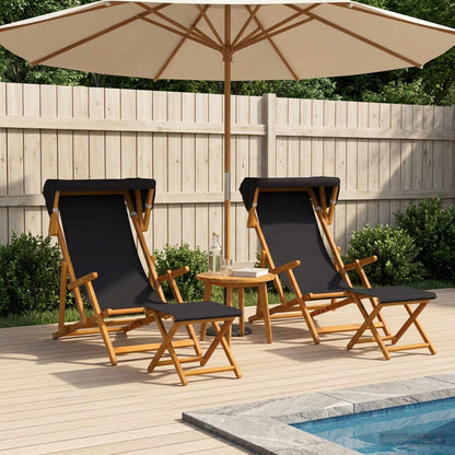 vidaXL Deck Chair 4 pcs 3 Position Solid Eucalyptus Wood Black