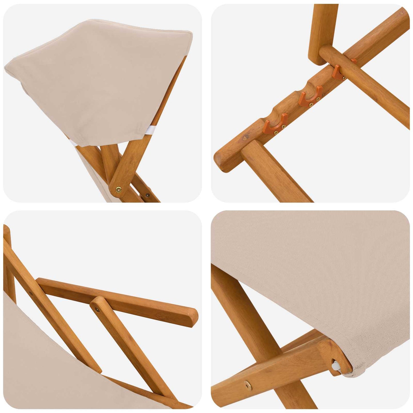 vidaXL Deck Chair 4 pcs 3 Position Solid Eucalyptus Wood Beige