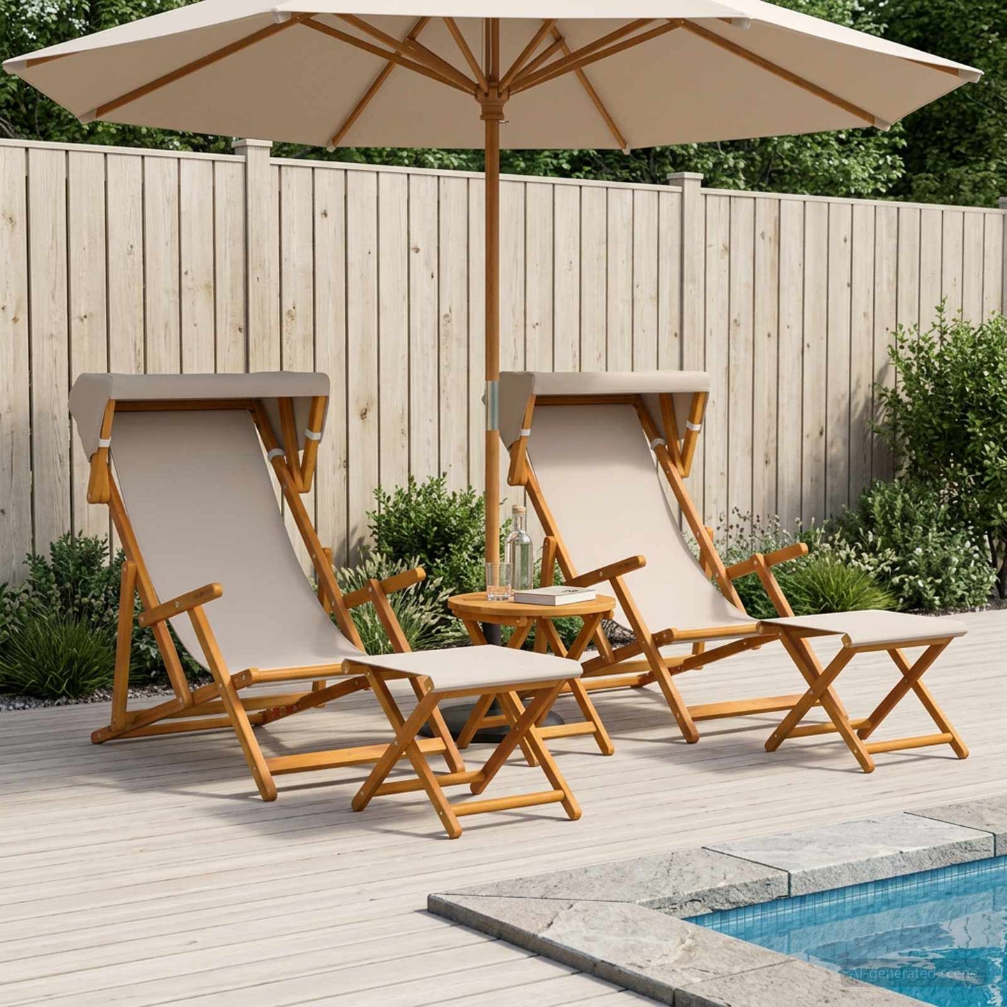 vidaXL Deck Chair 4 pcs 3 Position Solid Eucalyptus Wood Beige