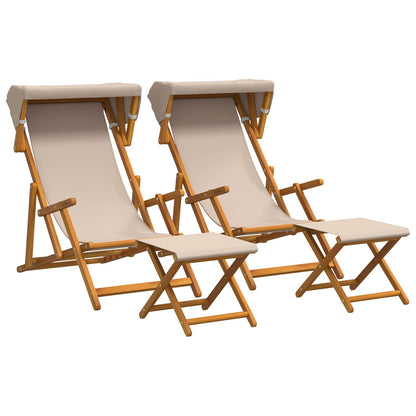 vidaXL Deck Chair 4 pcs 3 Position Solid Eucalyptus Wood Beige