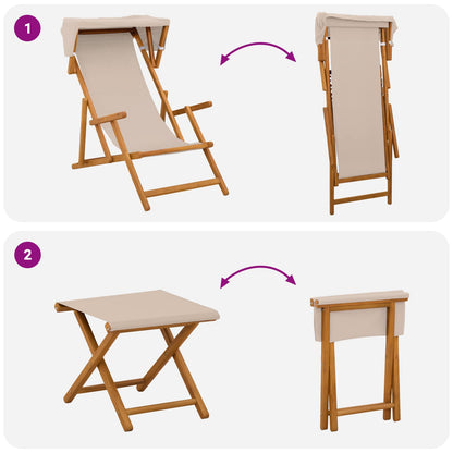 vidaXL Deck Chair 4 pcs 3 Position Solid Eucalyptus Wood Beige