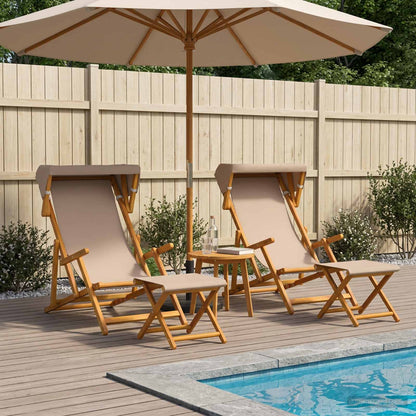 vidaXL Deck Chair 4 pcs 3 Position Solid Eucalyptus Wood Taupe