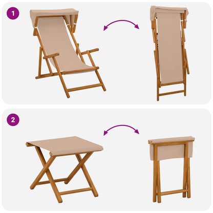 vidaXL Deck Chair 4 pcs 3 Position Solid Eucalyptus Wood Taupe