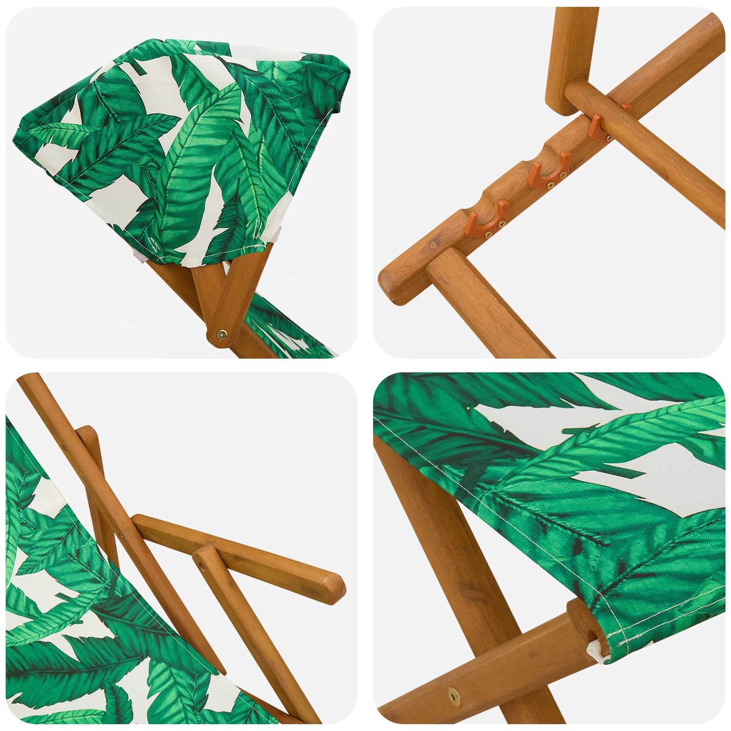 vidaXL Deck Chair 4 pcs 3 Position Solid Eucalyptus Wood Leaf Pattern