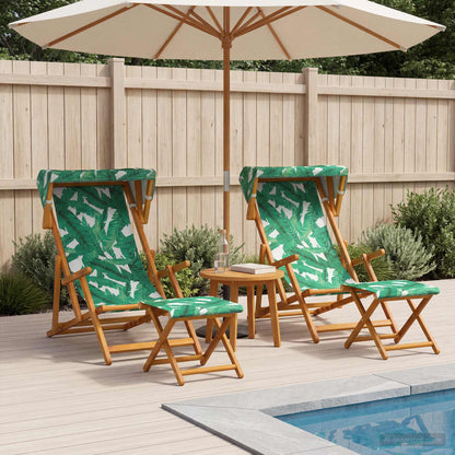 vidaXL Deck Chair 4 pcs 3 Position Solid Eucalyptus Wood Leaf Pattern