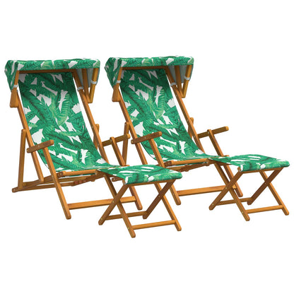 vidaXL Deck Chair 4 pcs 3 Position Solid Eucalyptus Wood Leaf Pattern