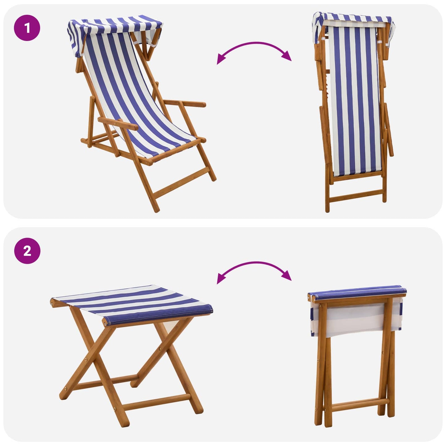 vidaXL Deck Chair 4 pcs 3 Position Solid Eucalyptus Wood