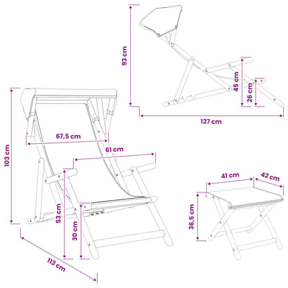 vidaXL Deck Chair 4 pcs 3 Position Solid Eucalyptus Wood