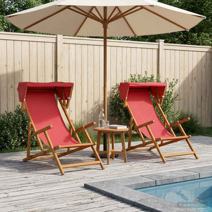vidaXL Deck Chair 2 pcs 3 Position Solid Eucalyptus Wood Red