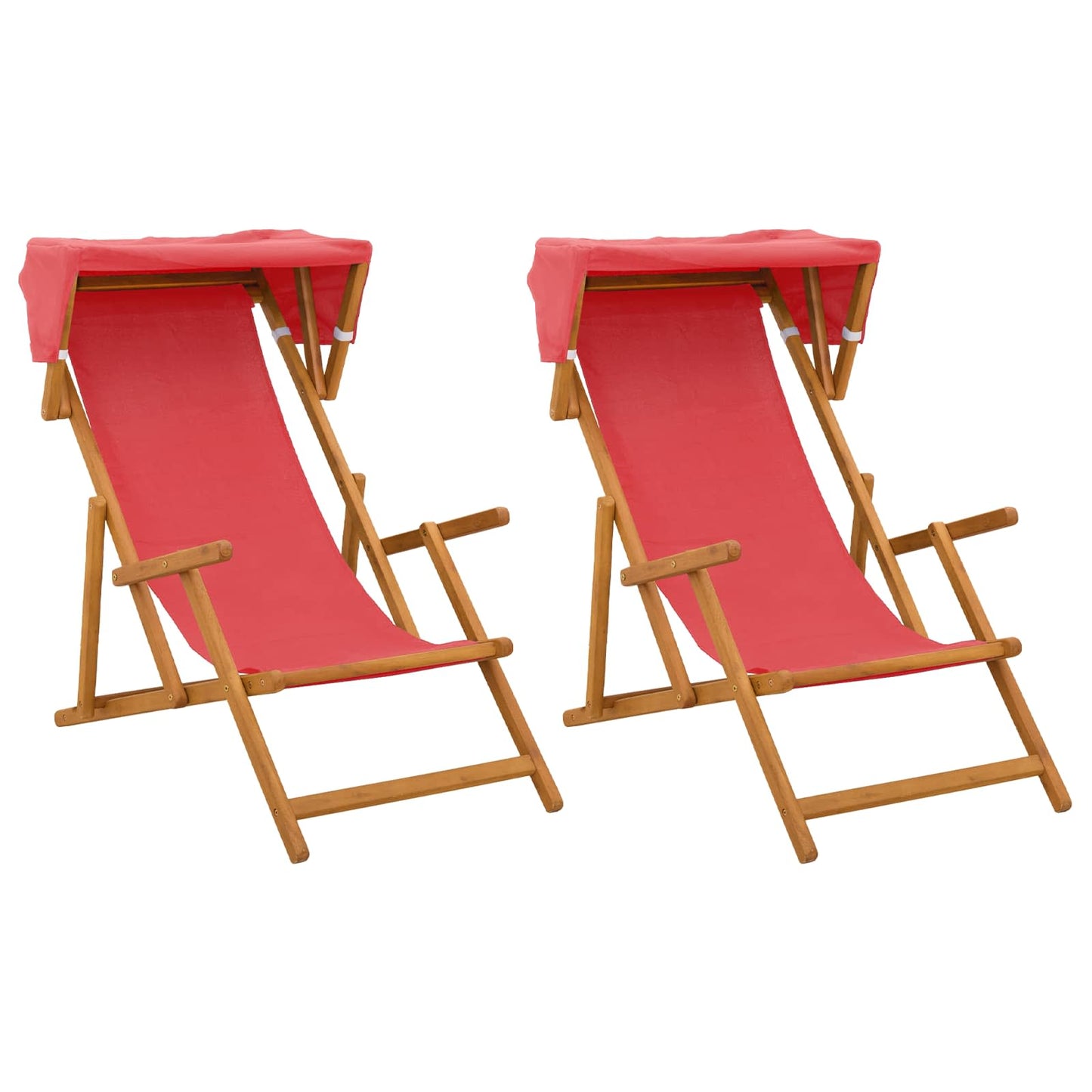 vidaXL Deck Chair 2 pcs 3 Position Solid Eucalyptus Wood Red