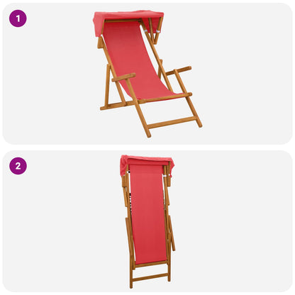 vidaXL Deck Chair 2 pcs 3 Position Solid Eucalyptus Wood Red