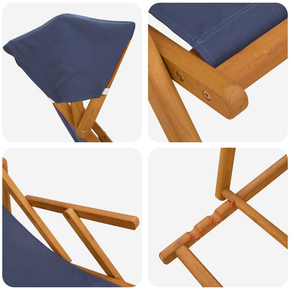 vidaXL Deck Chair 2 pcs 3 Position Solid Eucalyptus Wood Blue