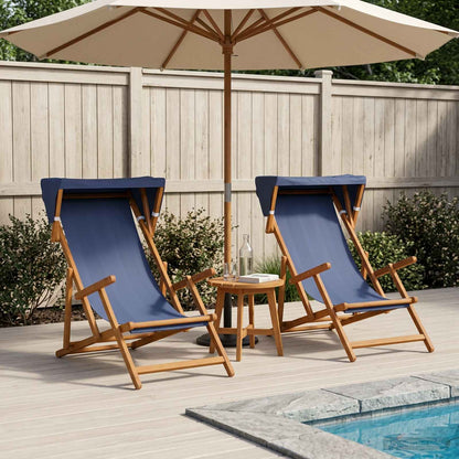 vidaXL Deck Chair 2 pcs 3 Position Solid Eucalyptus Wood Blue