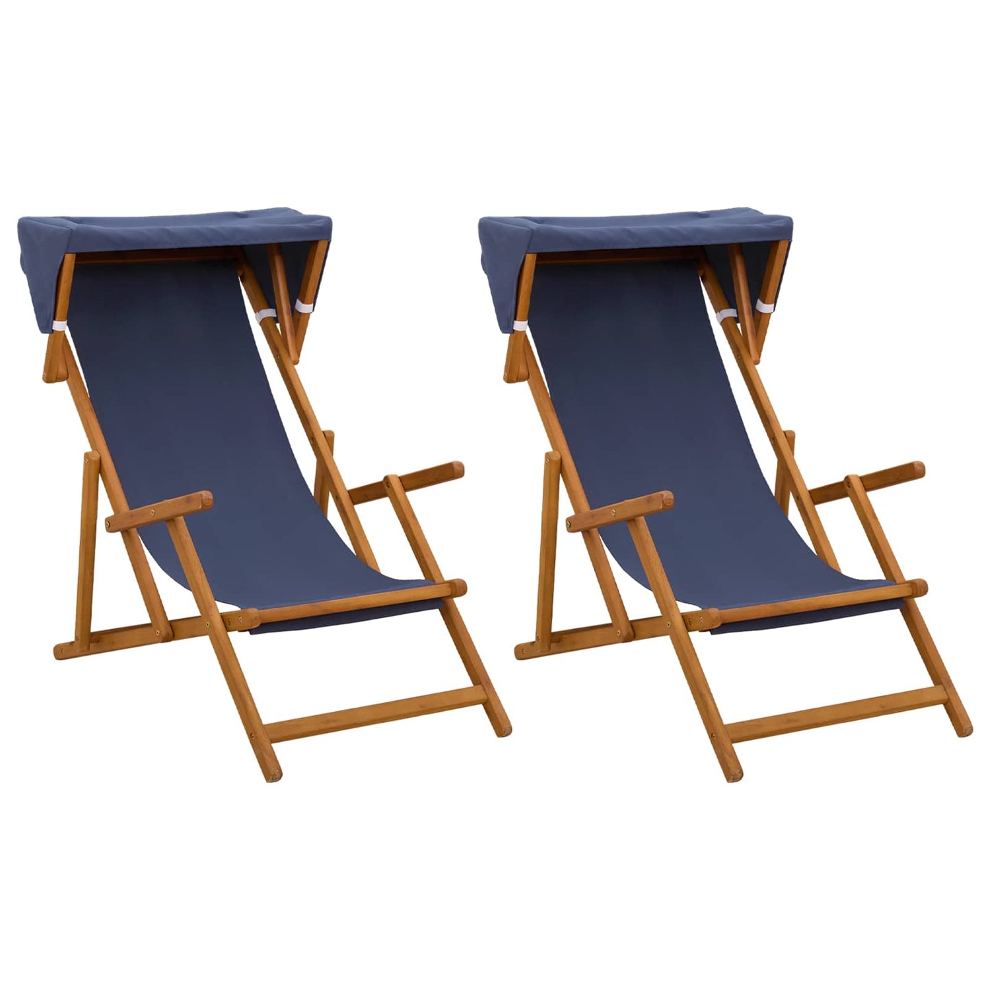 vidaXL Deck Chair 2 pcs 3 Position Solid Eucalyptus Wood Blue