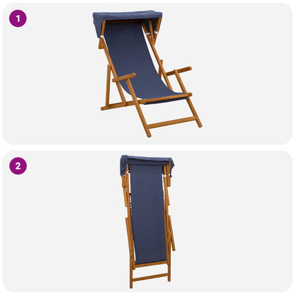vidaXL Deck Chair 2 pcs 3 Position Solid Eucalyptus Wood Blue