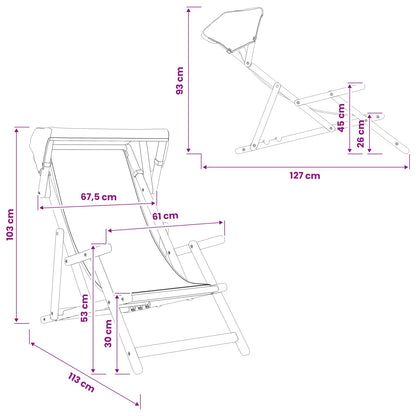 vidaXL Deck Chair 2 pcs 3 Position Solid Eucalyptus Wood Blue