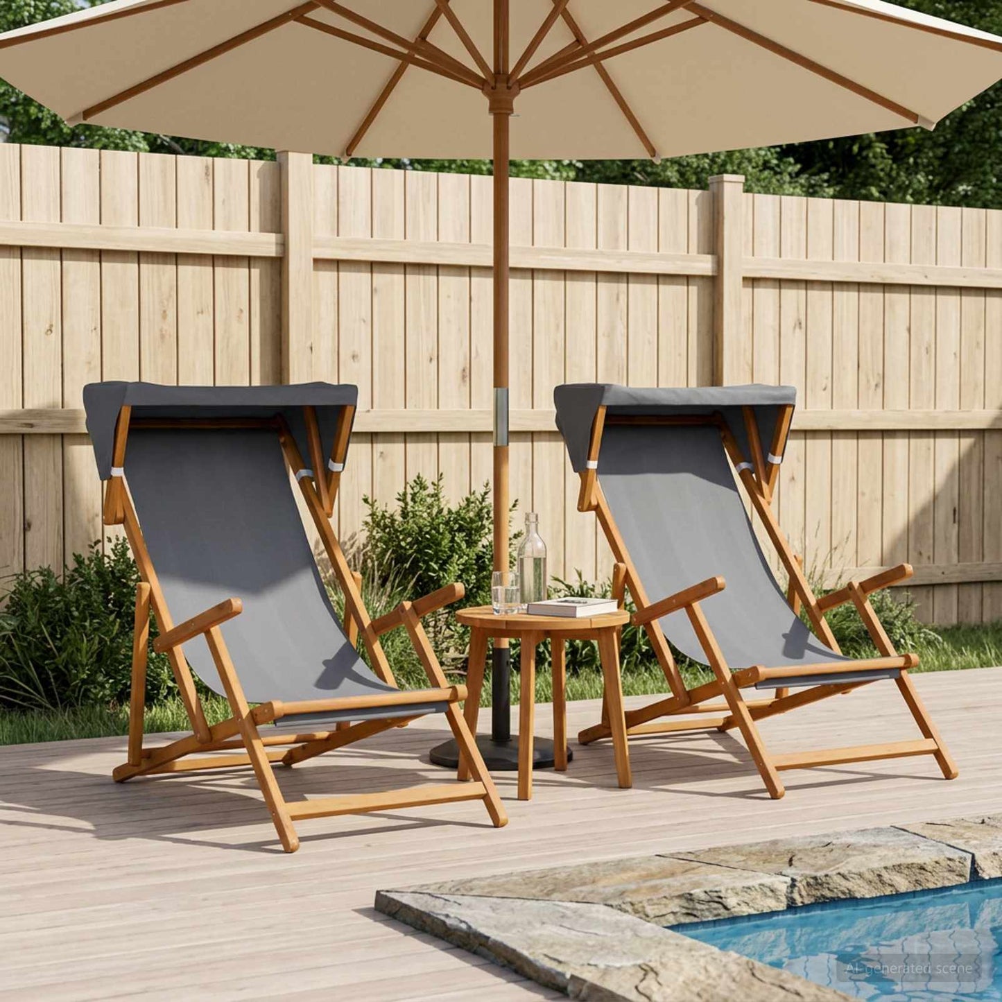 vidaXL Deck Chair 2 pcs 3 Position Solid Eucalyptus Wood Grey
