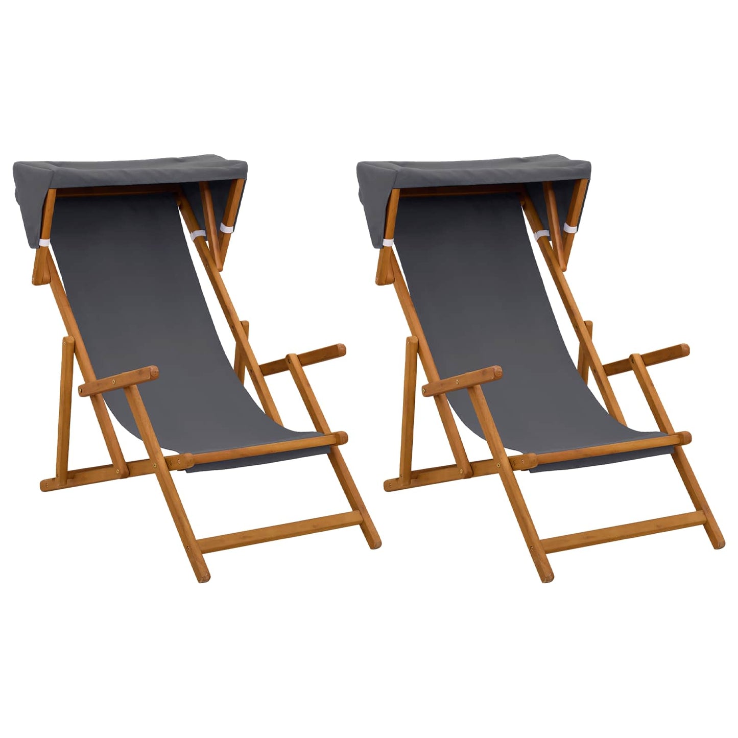 vidaXL Deck Chair 2 pcs 3 Position Solid Eucalyptus Wood Grey