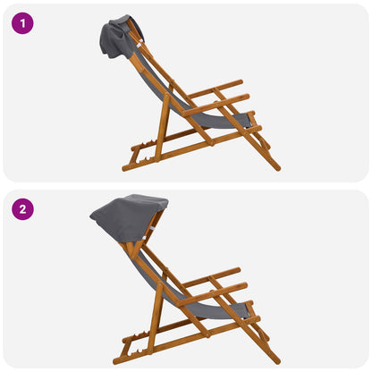 vidaXL Deck Chair 2 pcs 3 Position Solid Eucalyptus Wood Grey